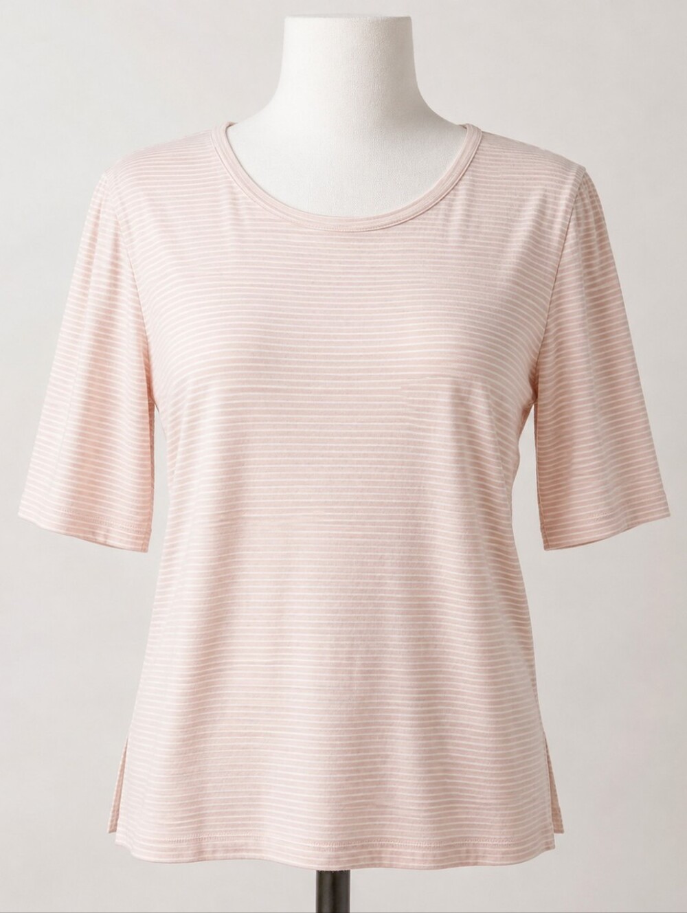 Eileen Fisher Relaxed Organic Cotton Pink Casual Stripe Tee Large